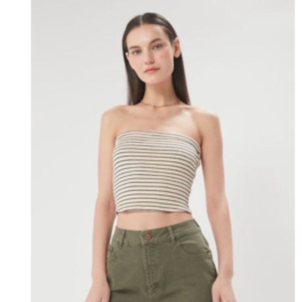 Urban Outfitters Striped cream and black Tube Top